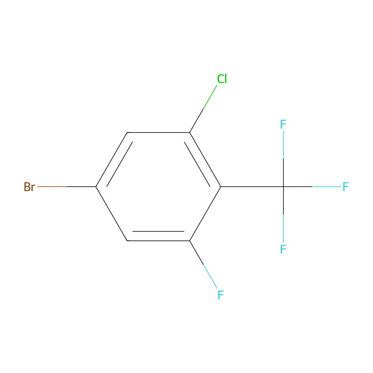 5-Bromo-1-chloro-3-fluoro-2-(trifluoromethyl)benzene molecular structure, CAS 2169661-33-8