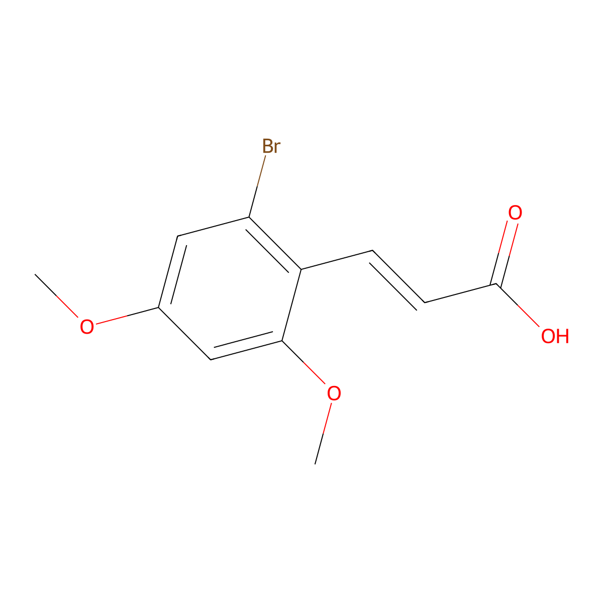 3-(2-Bromo-4,6-dimethoxyphenyl)prop-2-enoic acid molecular structure, CAS 2169664-74-6