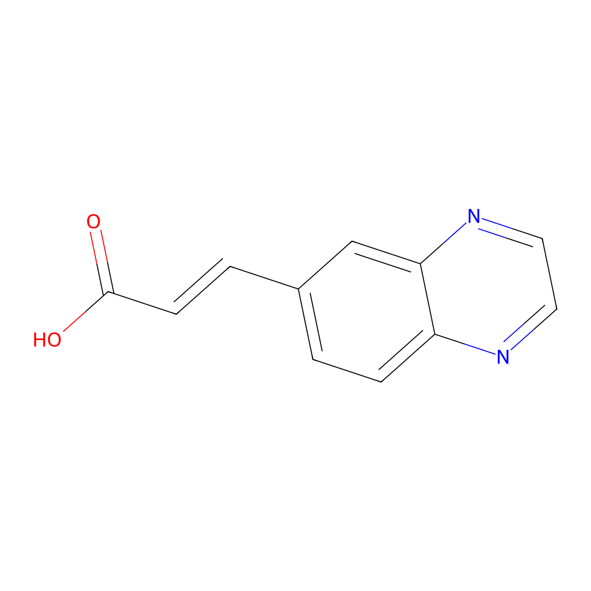 (2E)-3-(quinoxalin-6-yl)prop-2-enoic acid molecular structure, CAS 2169669-24-1