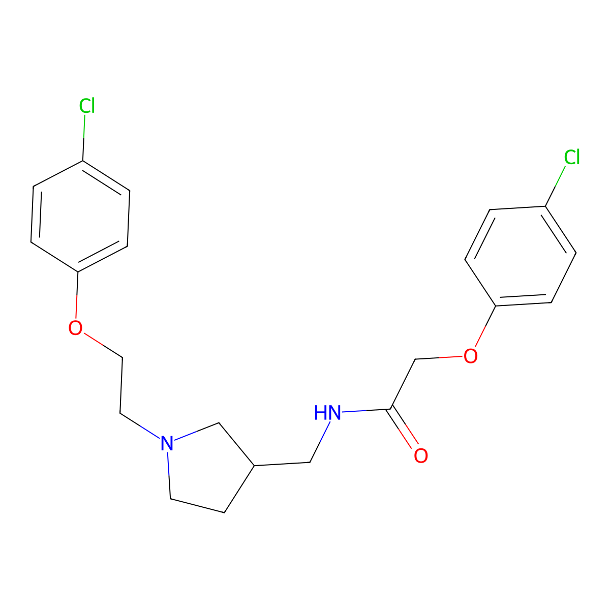 2-(4-Chlorophenoxy)-N-((1-(2-(4-chlorophenoxy)ethyl)pyrrolidin-3-yl)methyl)acetamide molecular structure, CAS 2169773-99-1