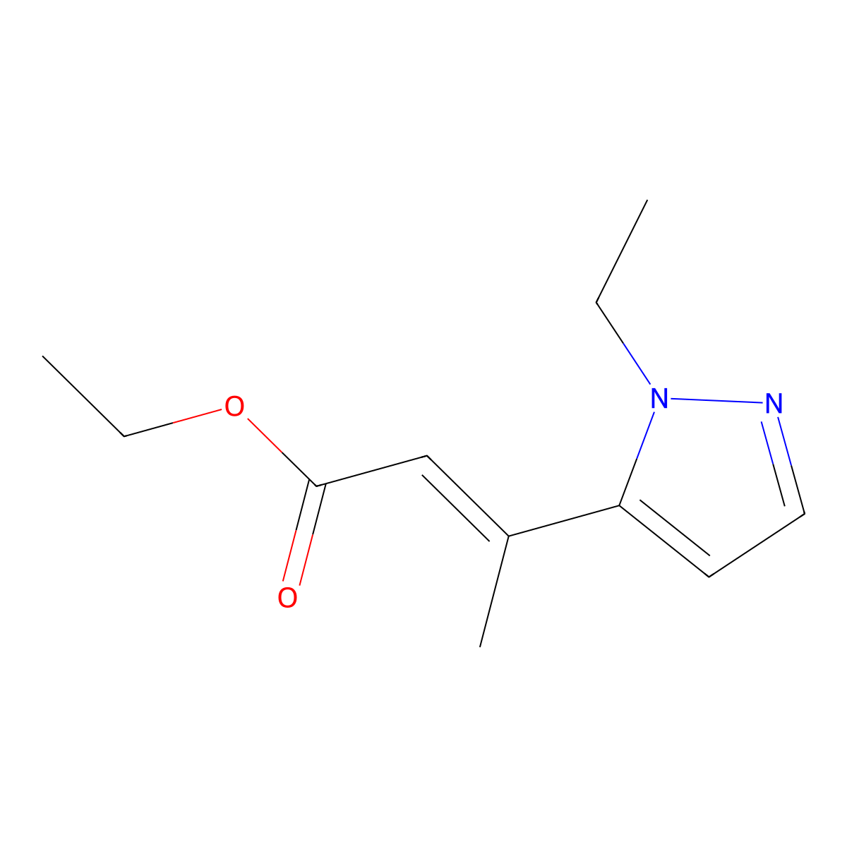 ethyl (2E)-3-(1-ethyl-1H-pyrazol-5-yl)but-2-enoate molecular structure, CAS 2169803-41-0