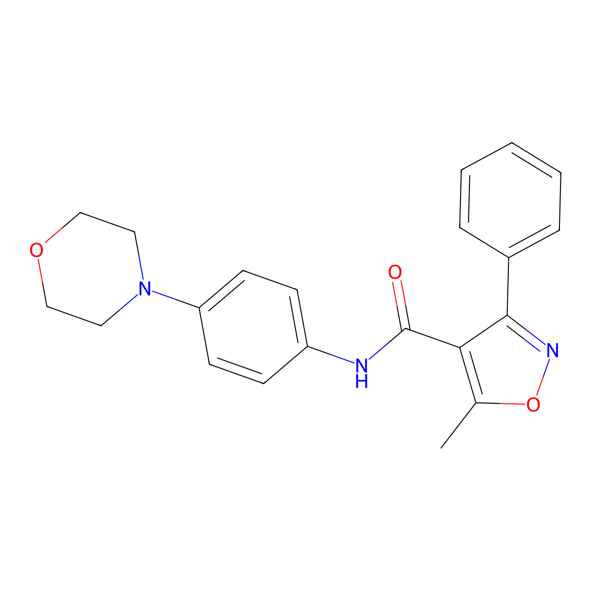 5-methyl-N-(4-morpholin-4-ylphenyl)-3-phenyl-1,2-oxazole-4-carboxamide molecular structure, CAS 216984-51-9