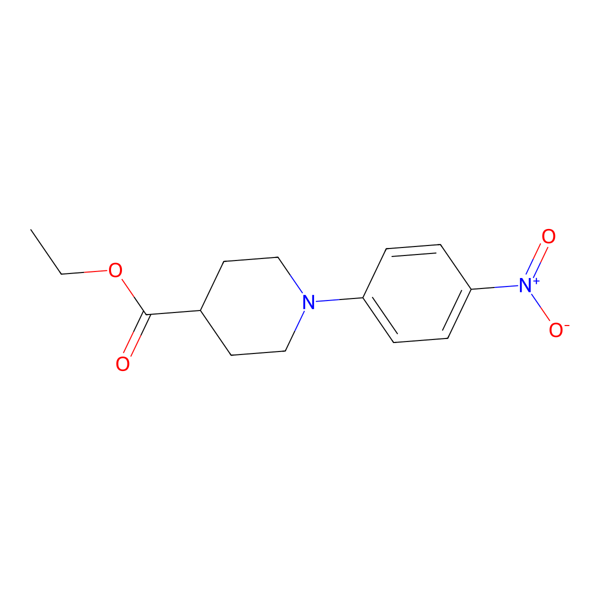 Ethyl 1-(4-nitrophenyl)piperidine-4-carboxylate molecular structure, CAS 216985-30-7