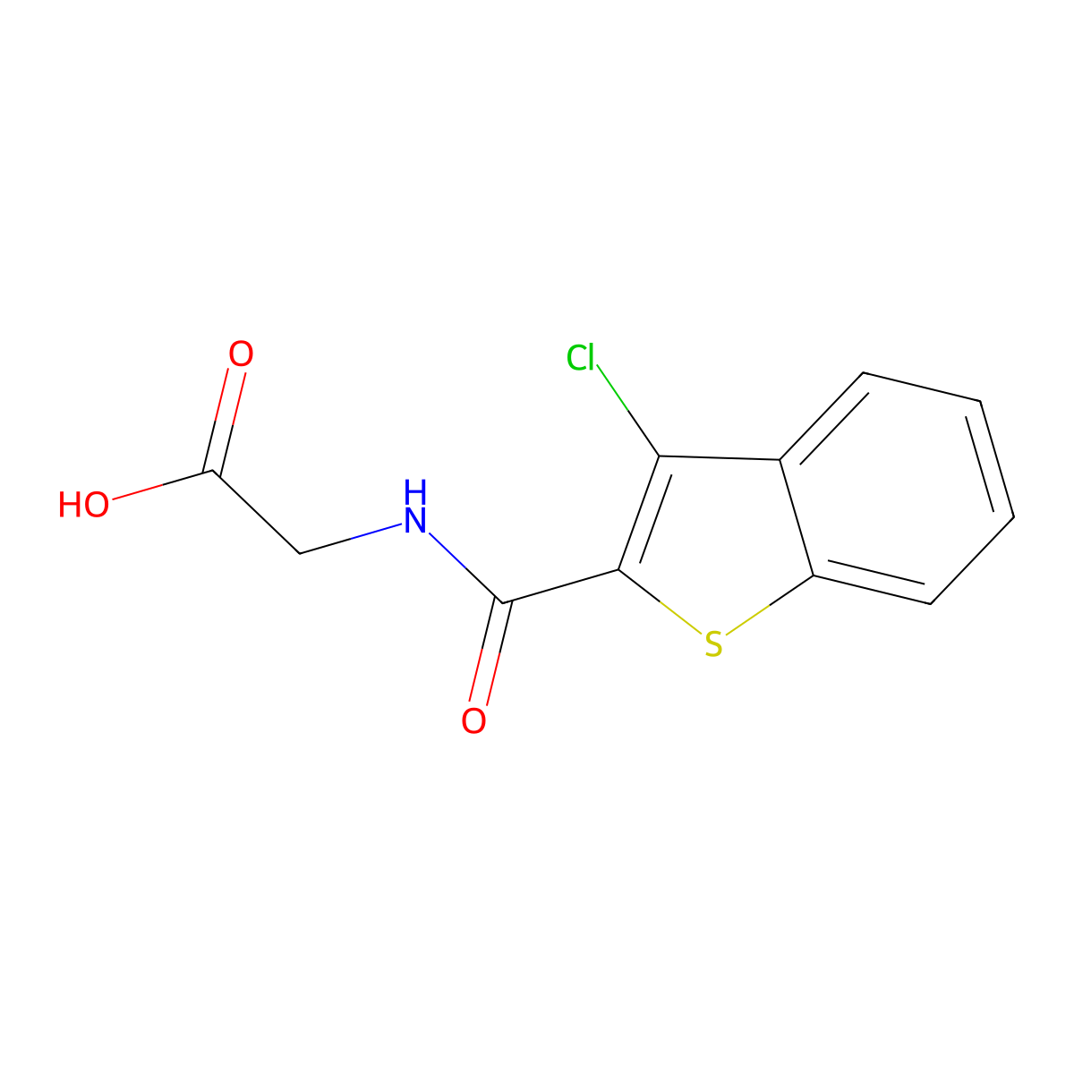 2-((3-Chloro-1-benzothiophen-2-yl)formamido)acetic acid molecular structure, CAS 216985-67-0