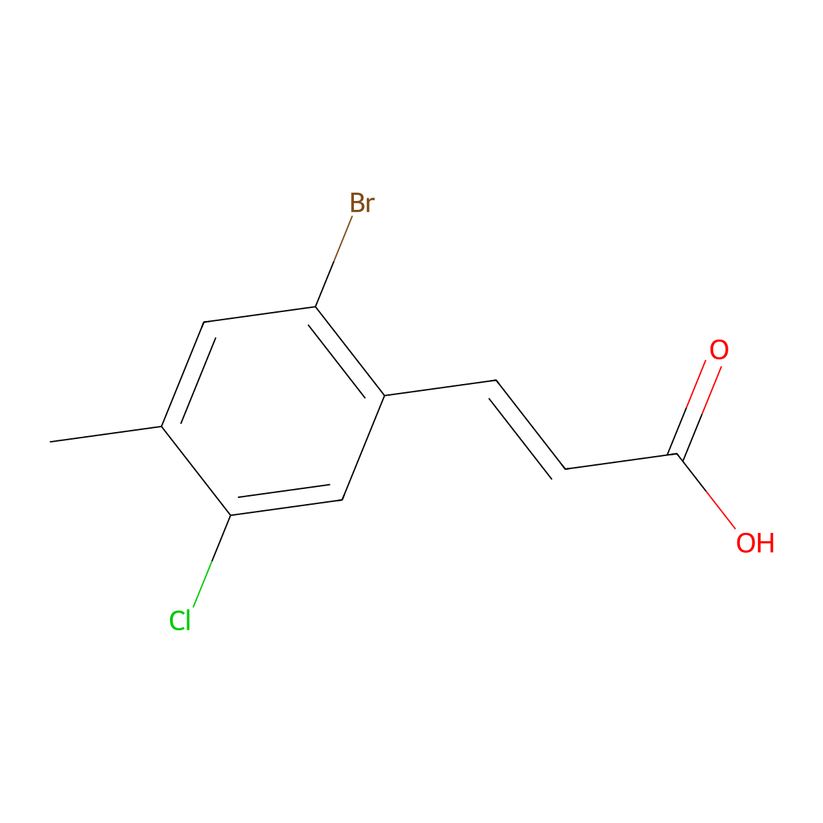 (2E)-3-(2-bromo-5-chloro-4-methylphenyl)prop-2-enoic acid molecular structure, CAS 2169860-52-8