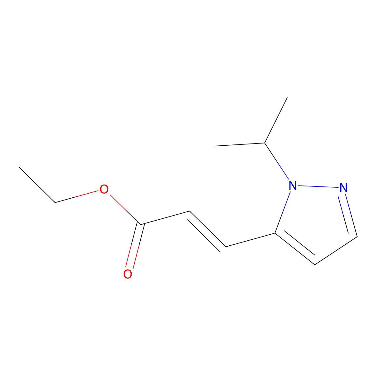 ethyl (2E)-3-[1-(propan-2-yl)-1H-pyrazol-5-yl]prop-2-enoate molecular structure, CAS 2169879-57-4
