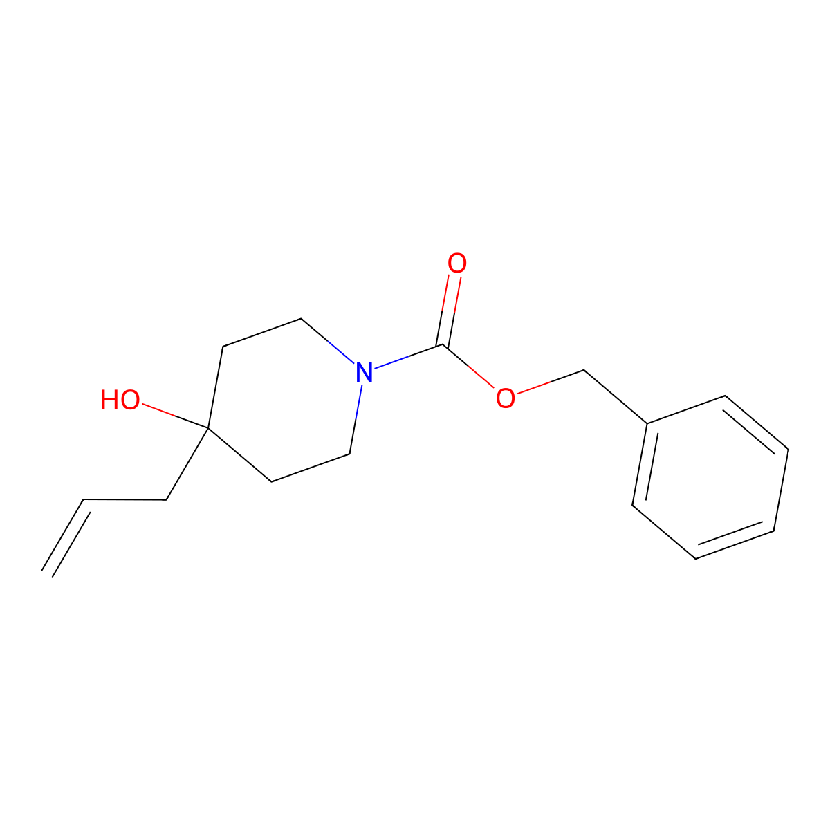 Benzyl 4-hydroxy-4-(prop-2-en-1-yl)piperidine-1-carboxylate molecular structure, CAS 2169906-04-9