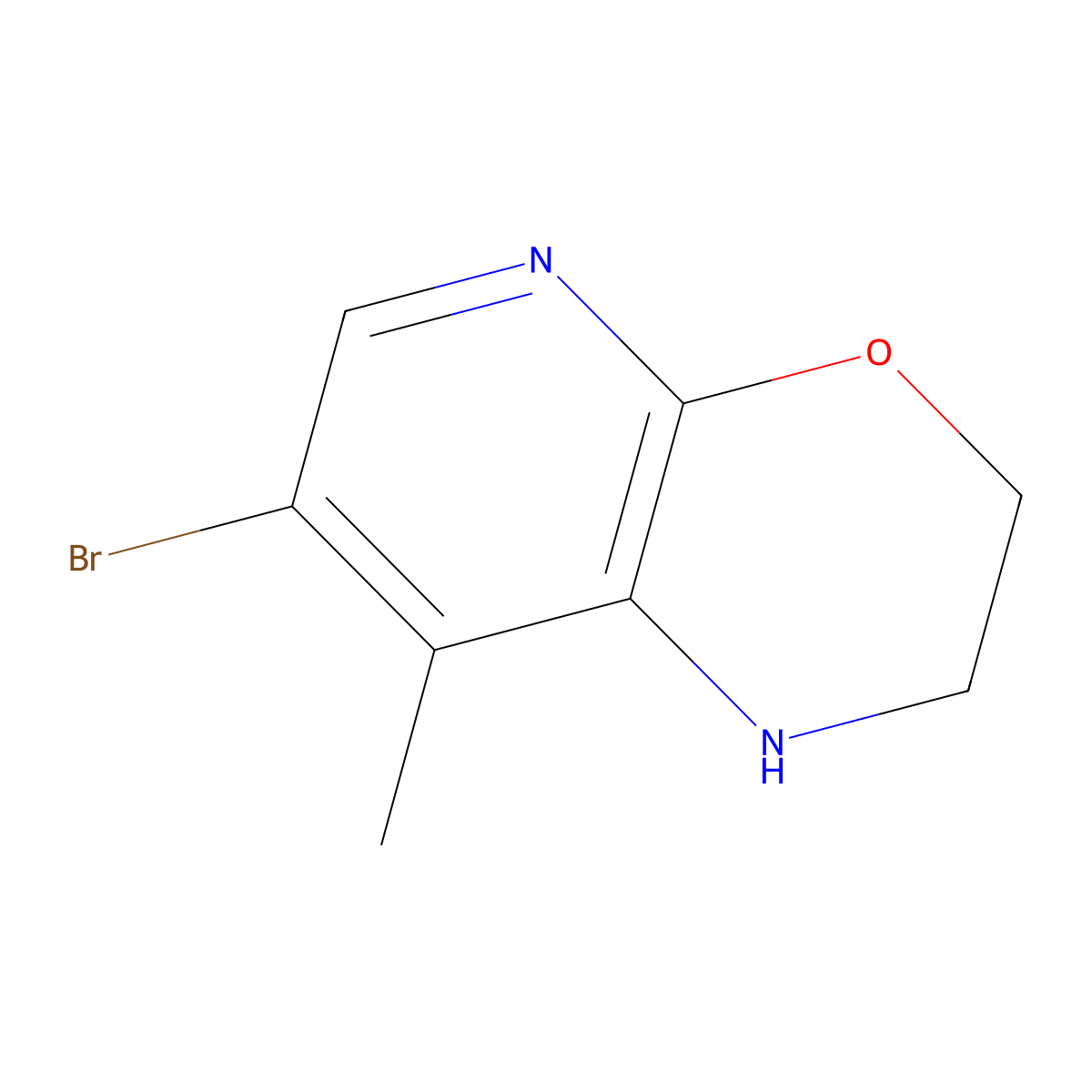7-Bromo-8-methyl-2,3-dihydro-1H-pyrido[2,3-b][1,4]oxazine molecular structure, CAS 2169906-55-0