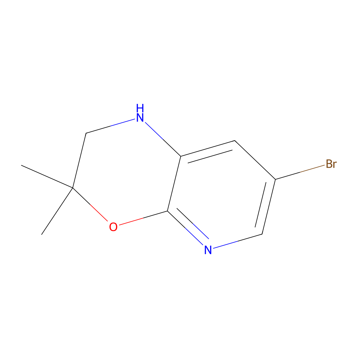 7-bromo-3,3-dimethyl-1H,2H,3H-pyrido[2,3-b][1,4]oxazine molecular structure, CAS 2169906-68-5