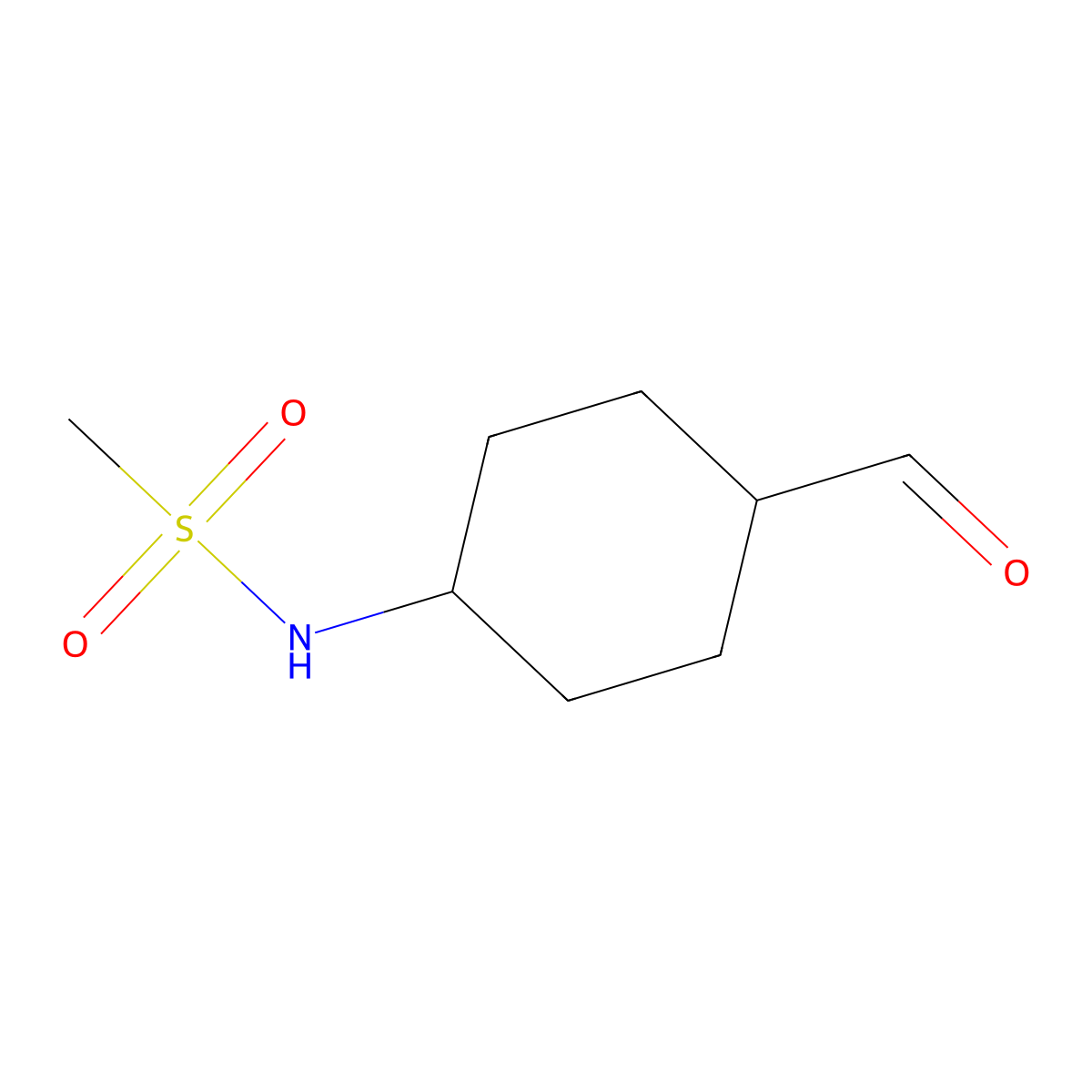 trans-N-(4-formylcyclohexyl)methanesulfonamide molecular structure, CAS 2169920-24-3