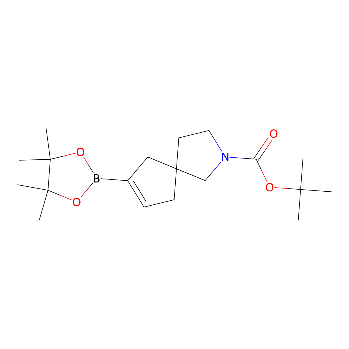 Tert-butyl 7-(tetramethyl-1,3,2-dioxaborolan-2-yl)-2-azaspiro[4.4]non-7-ene-2-carboxylate molecular structure, CAS 2169921-34-8