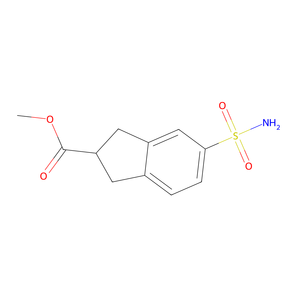 methyl 5-sulfamoyl-2,3-dihydro-1H-indene-2-carboxylate molecular structure, CAS 2169921-92-8
