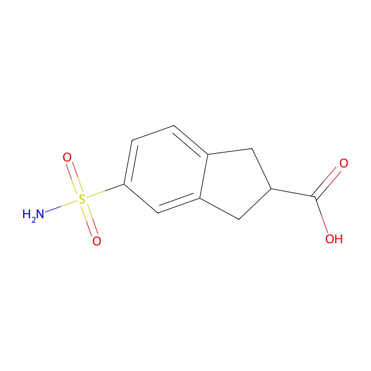 5-sulfamoyl-2,3-dihydro-1H-indene-2-carboxylic acid molecular structure, CAS 2169921-94-0
