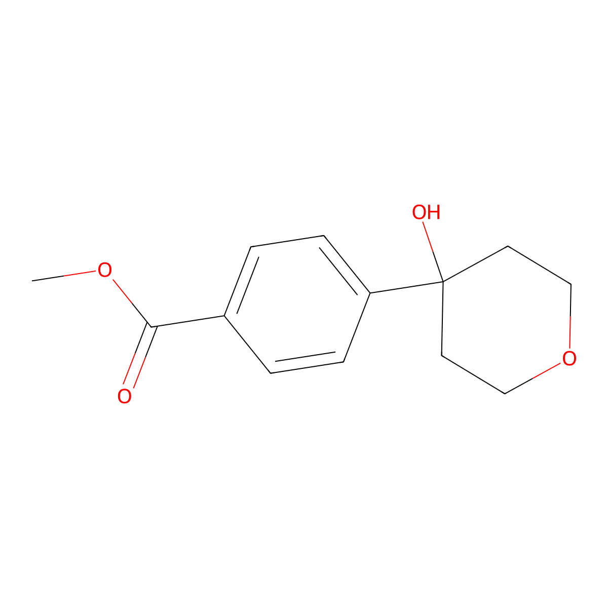 Methyl 4-(4-hydroxytetrahydro-2H-pyran-4-yl)benzoate molecular structure, CAS 2169928-11-2