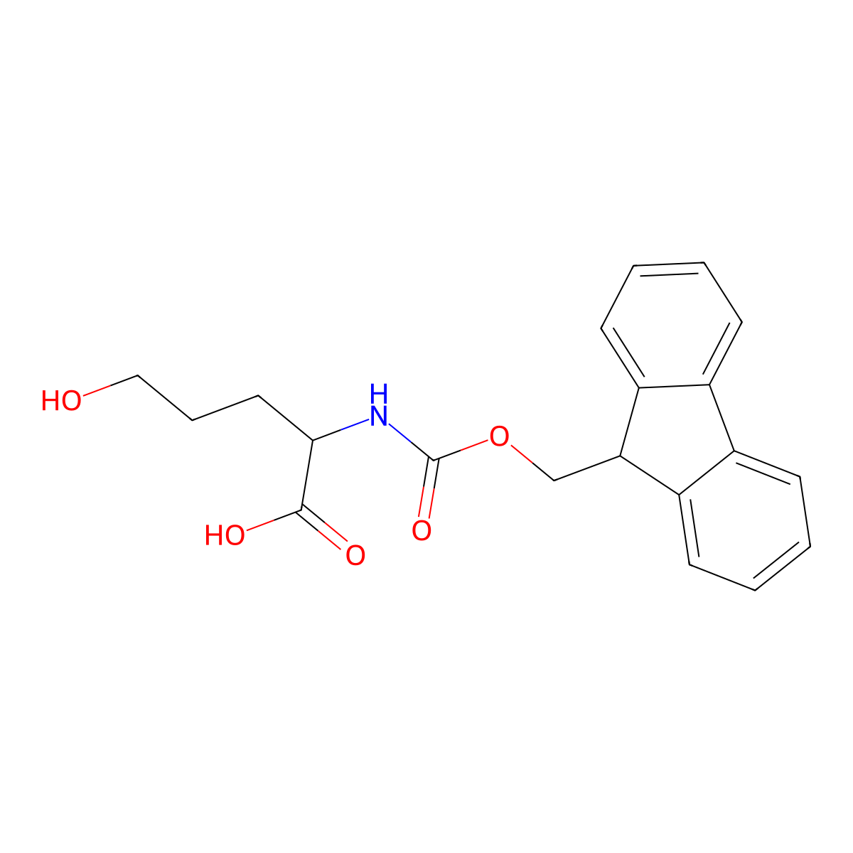 (2S)-2-({[(9H-fluoren-9-yl)methoxy]carbonyl}amino)-5-hydroxypentanoic acid molecular structure, CAS 2169956-19-6