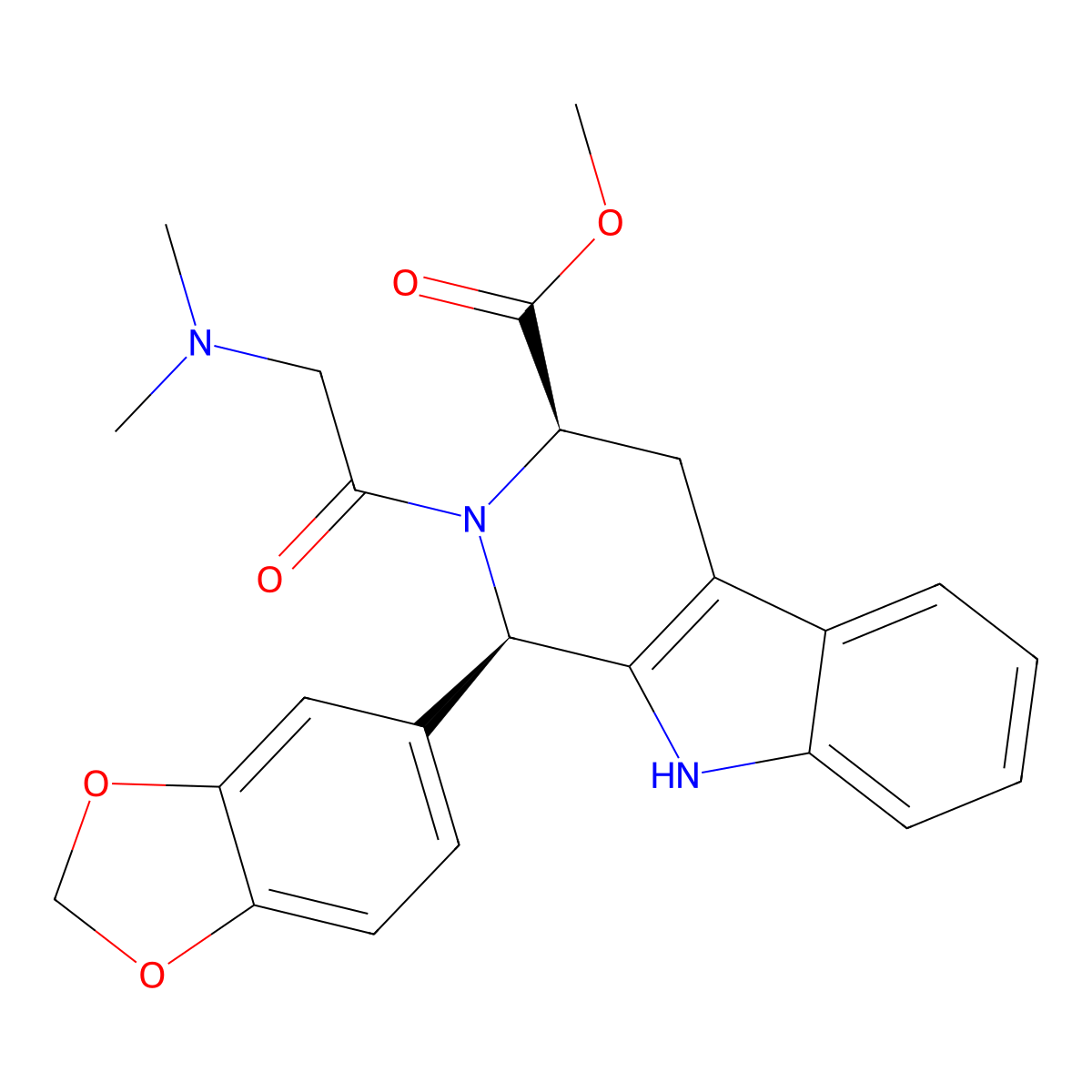 (1R,3R)-Methyl 1-(benzo[d][1,3]dioxol-5-yl)-2-(2-(dimethylamino)acetyl)-2,3,4,9-tetrahydro-1H-pyrido[3,4-b]indole-3-carboxylate molecular structure, CAS 2169996-11-4