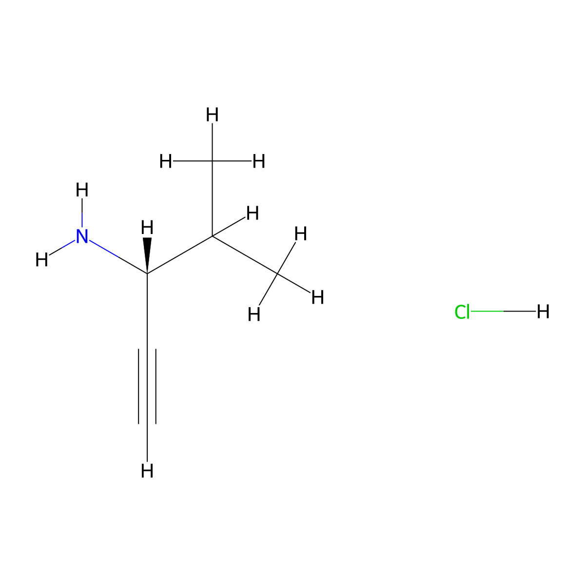 (3R)-4-methylpent-1-yn-3-amine hydrochloride molecular structure, CAS 2169996-70-5
