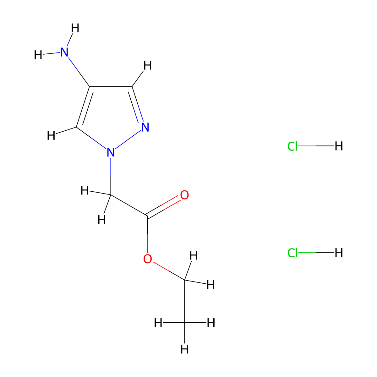 Ethyl (4-amino-1H-pyrazol-1-yl)acetate dihydrochloride molecular structure, CAS 2169997-54-8