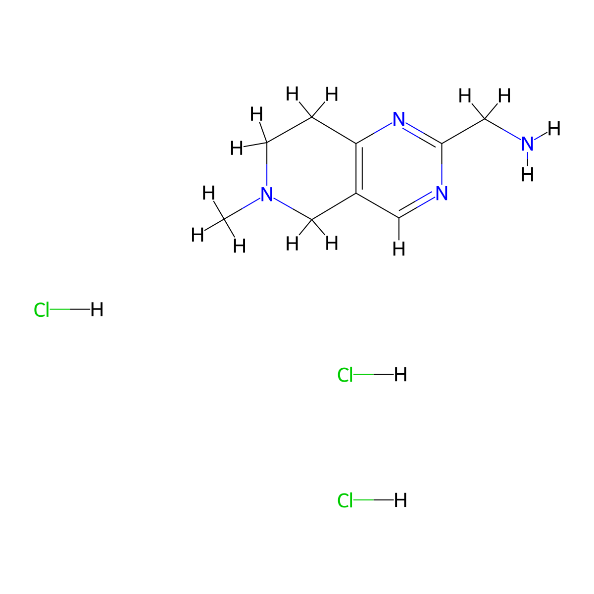 [(6-Methyl-5,6,7,8-tetrahydropyrido[4,3-d]pyrimidin-2-yl)methyl]amine trihydrochloride molecular structure, CAS 2169997-56-0