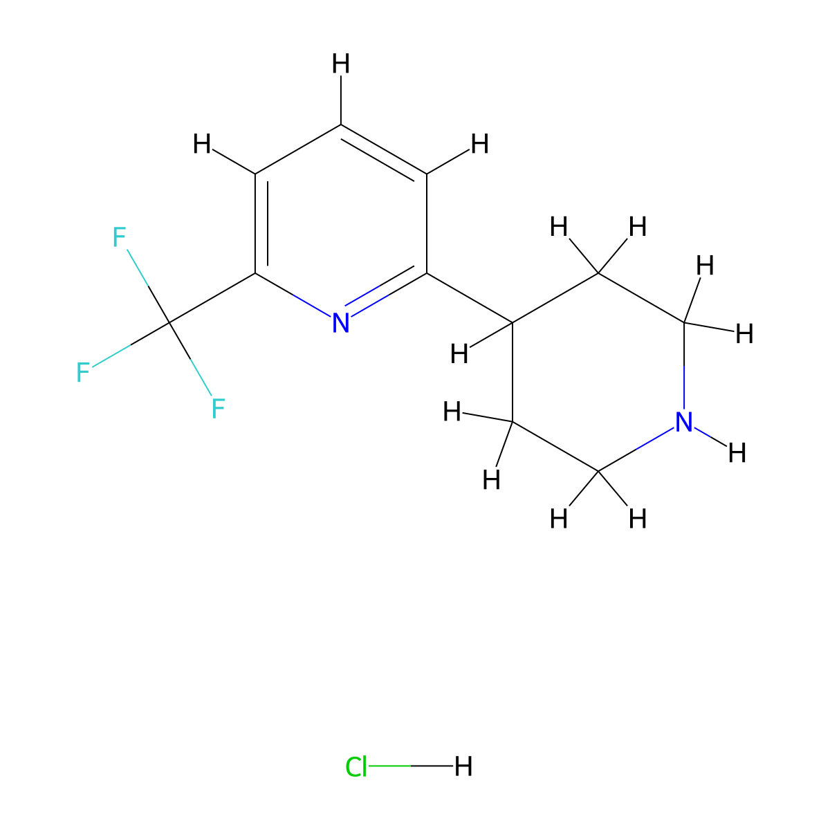 2-(Piperidin-4-yl)-6-(trifluoromethyl)pyridine hydrochloride molecular structure, CAS 2169998-41-6