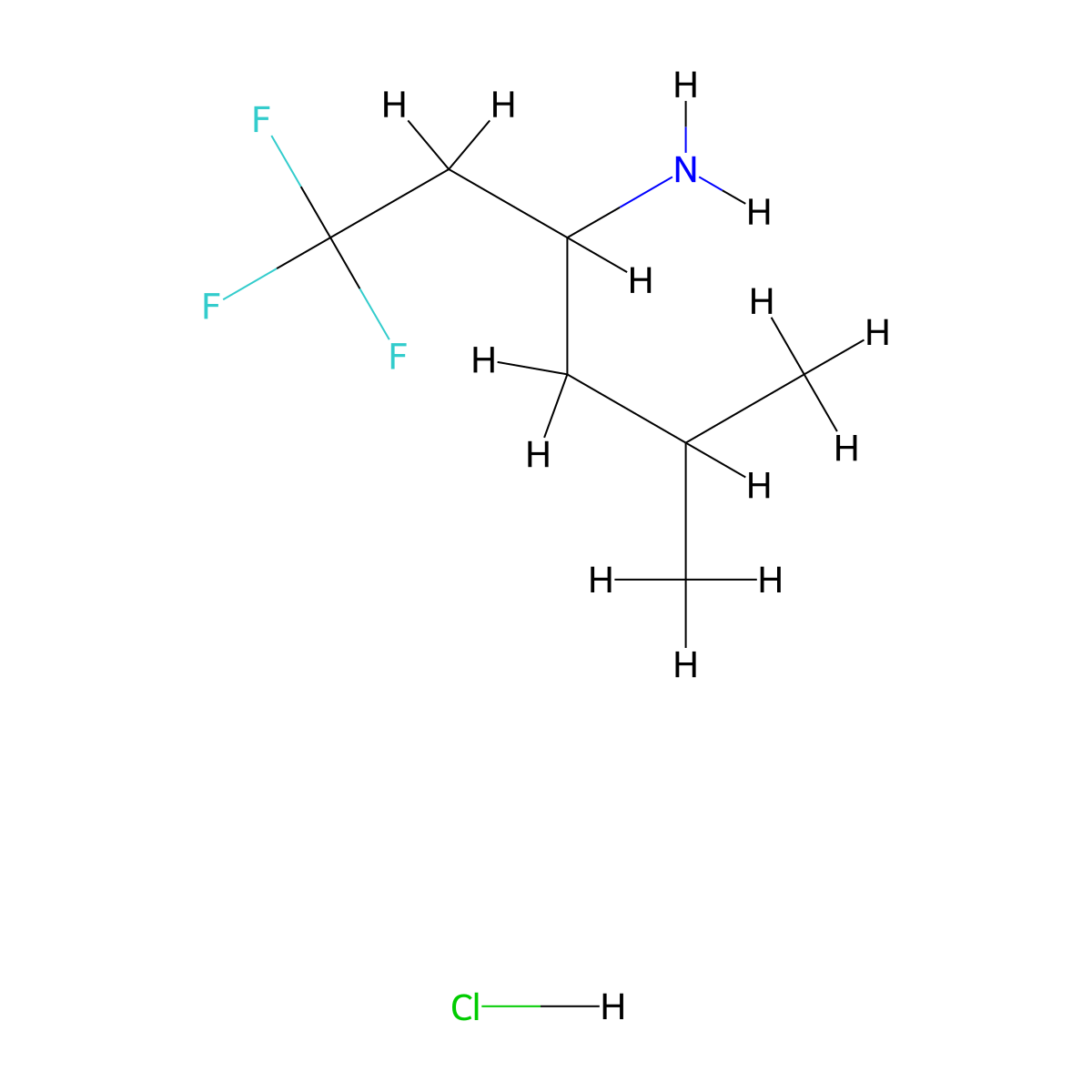 1,1,1-Trifluoro-5-methylhexan-3-amine hydrochloride molecular structure, CAS 2169998-42-7