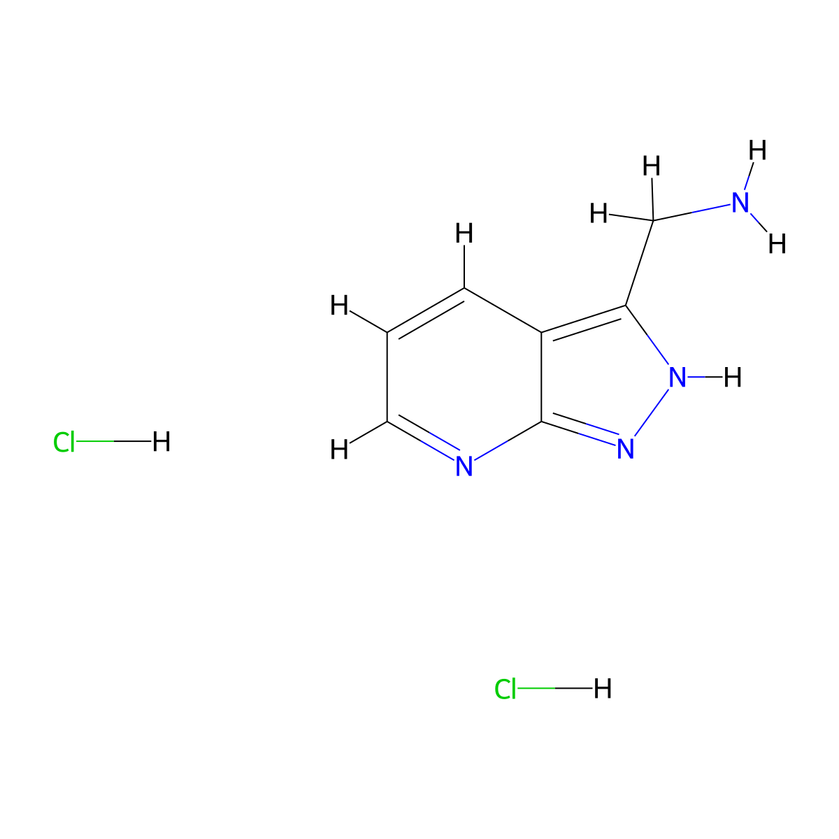 {1H-pyrazolo[3,4-b]pyridin-3-yl}methanamine dihydrochloride molecular structure, CAS 2169998-44-9