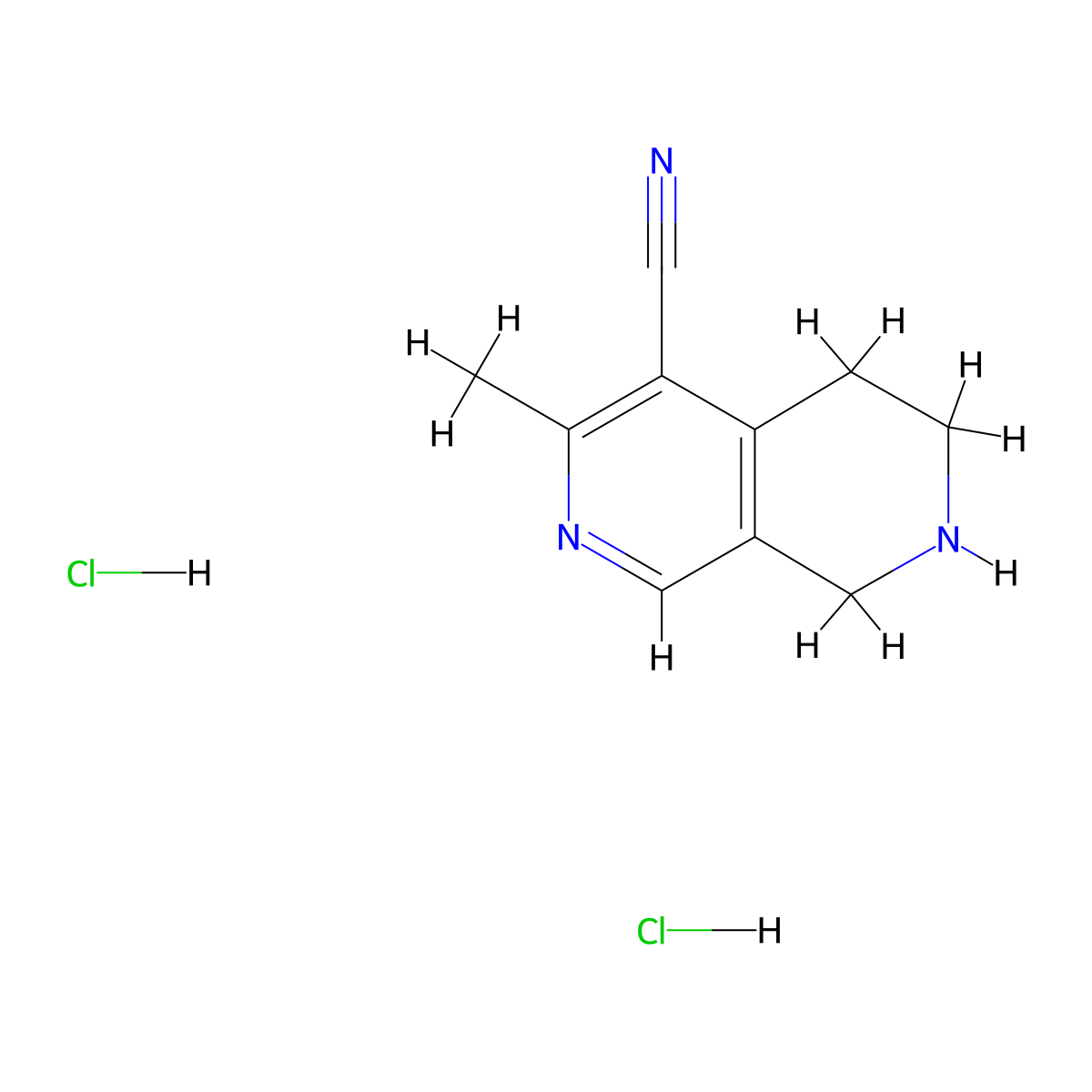 3-Methyl-5,6,7,8-tetrahydro-2,7-naphthyridine-4-carbonitrile dihydrochloride molecular structure, CAS 2169998-46-1