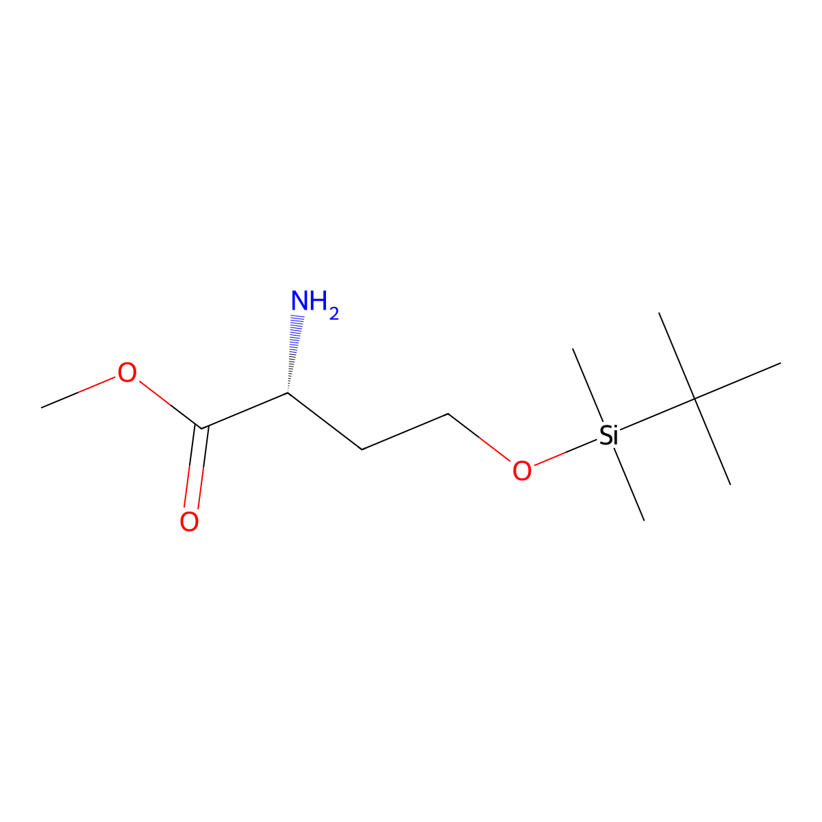 methyl (2R)-2-amino-4-((tert-butyldimethylsilyl)oxy)butanoate molecular structure, CAS 2170006-43-4