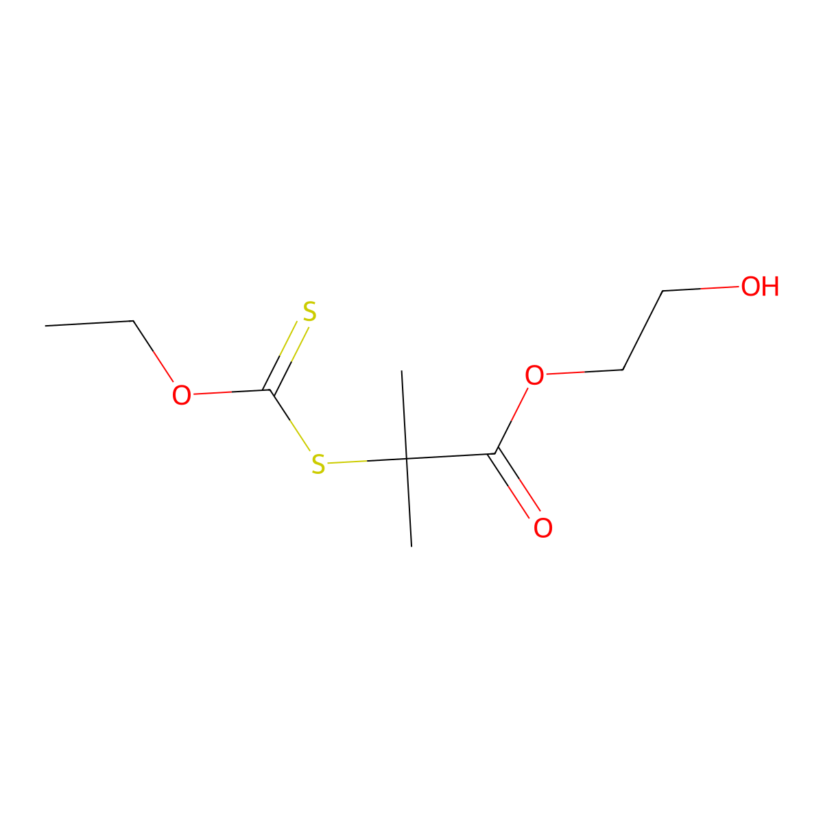 2-Hydroxyethyl 2-[(ethoxymethanethioyl)sulfanyl]-2-methylpropanoate molecular structure, CAS 2170117-65-2