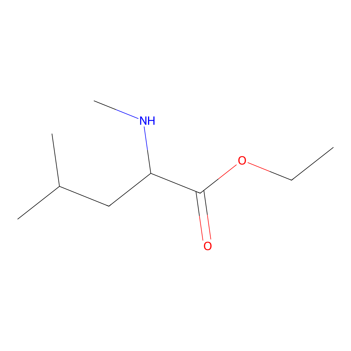 Ethyl 4-methyl-2-(methylamino)pentanoate molecular structure, CAS 2170123-27-8