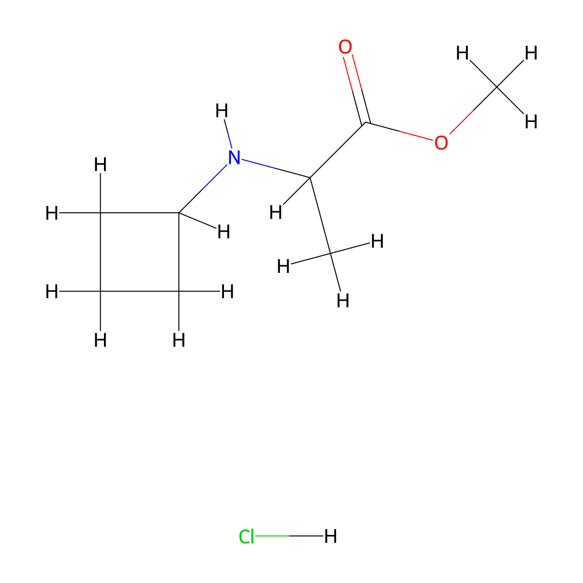 Methyl 2-(cyclobutylamino)propanoate hydrochloride molecular structure, CAS 2170123-32-5