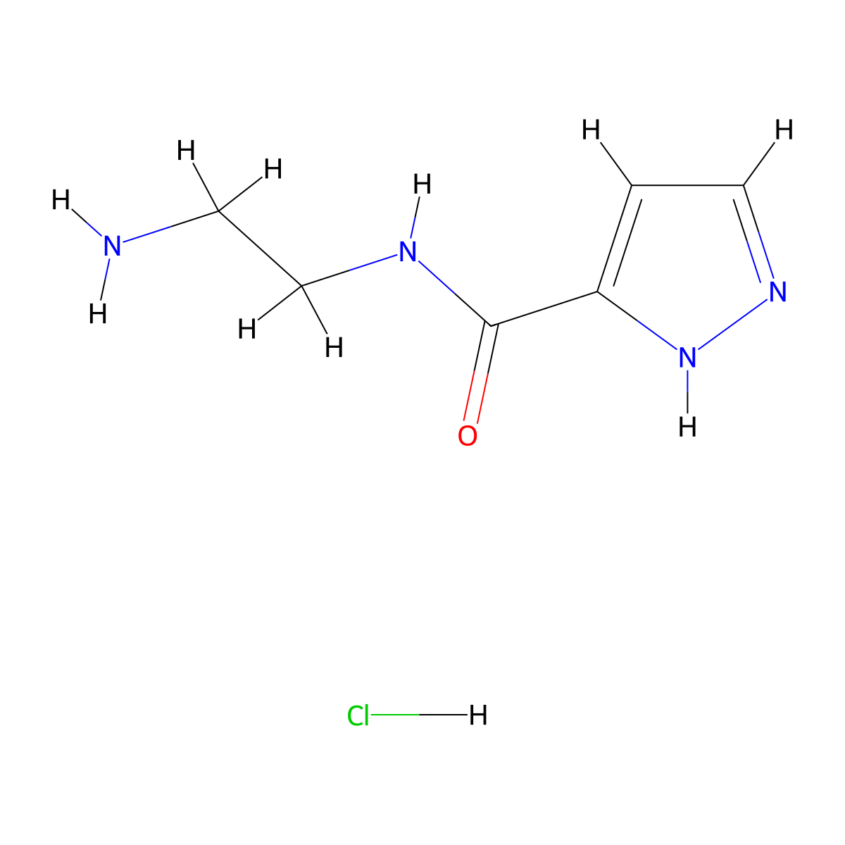N-(2-aminoethyl)-1H-pyrazole-5-carboxamide hydrochloride molecular structure, CAS 2170123-38-1