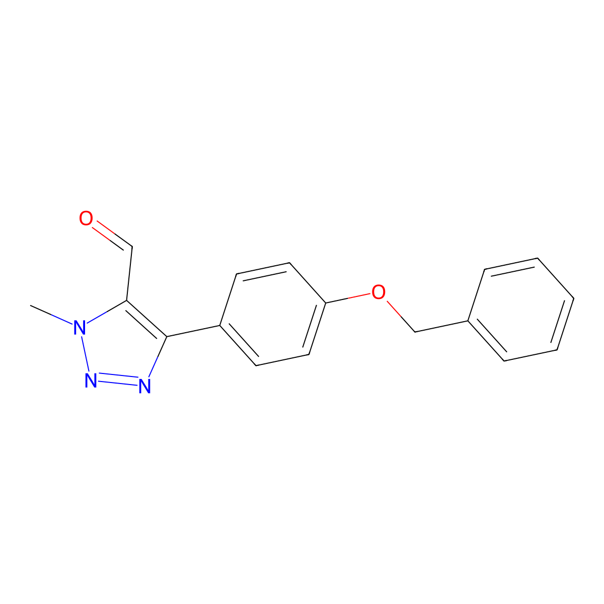 4-(4-(benzyloxy)phenyl)-1-methyl-1H-1,2,3-triazole-5-carbaldehyde molecular structure, CAS 2170129-34-5