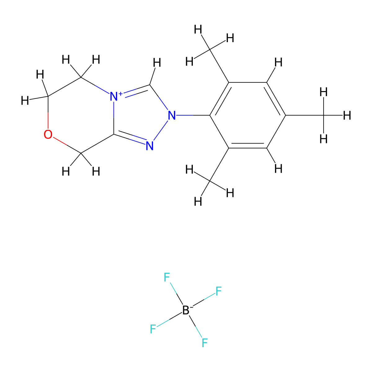 2-Mesityl-5,6-dihydro-8H-[1,2,4]triazolo[3,4-c][1,4]oxazin-2-ium tetrafluoroborate molecular structure, CAS 2170152-85-7