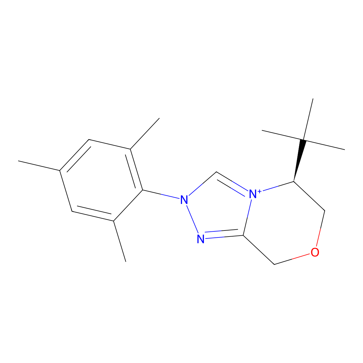 (S)-5-(tert-Butyl)-2-mesityl-5,6-dihydro-8H-[1,2,4]triazolo[3,4-c][1,4]oxazin-2-ium molecular structure, CAS 2170152-86-8