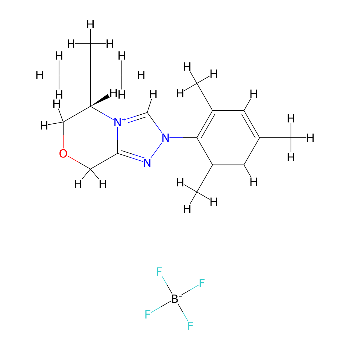 (S)-5-(tert-Butyl)-2-mesityl-2,5,6,8-tetrahydro-[1,2,4]triazolo[3,4-c][1,4]oxazin-4-ium tetrafluoroborate molecular structure, CAS 2170152-87-9