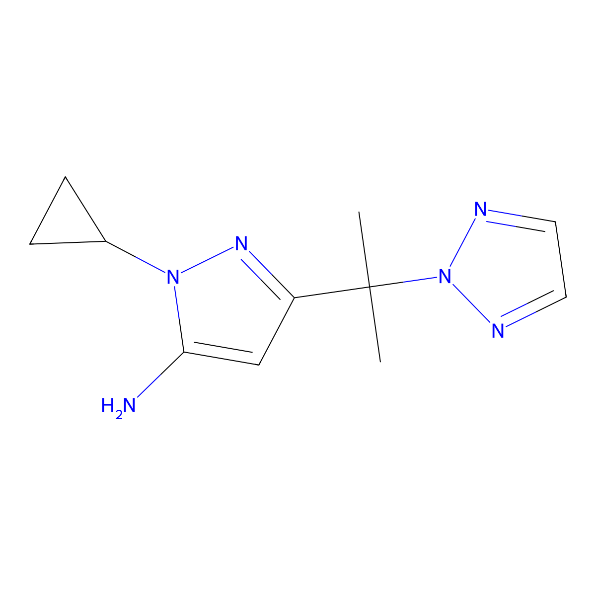 3-(2-(2H-1,2,3-Triazol-2-yl)propan-2-yl)-1-cyclopropyl-1H-pyrazol-5-amine molecular structure, CAS 2170180-21-7