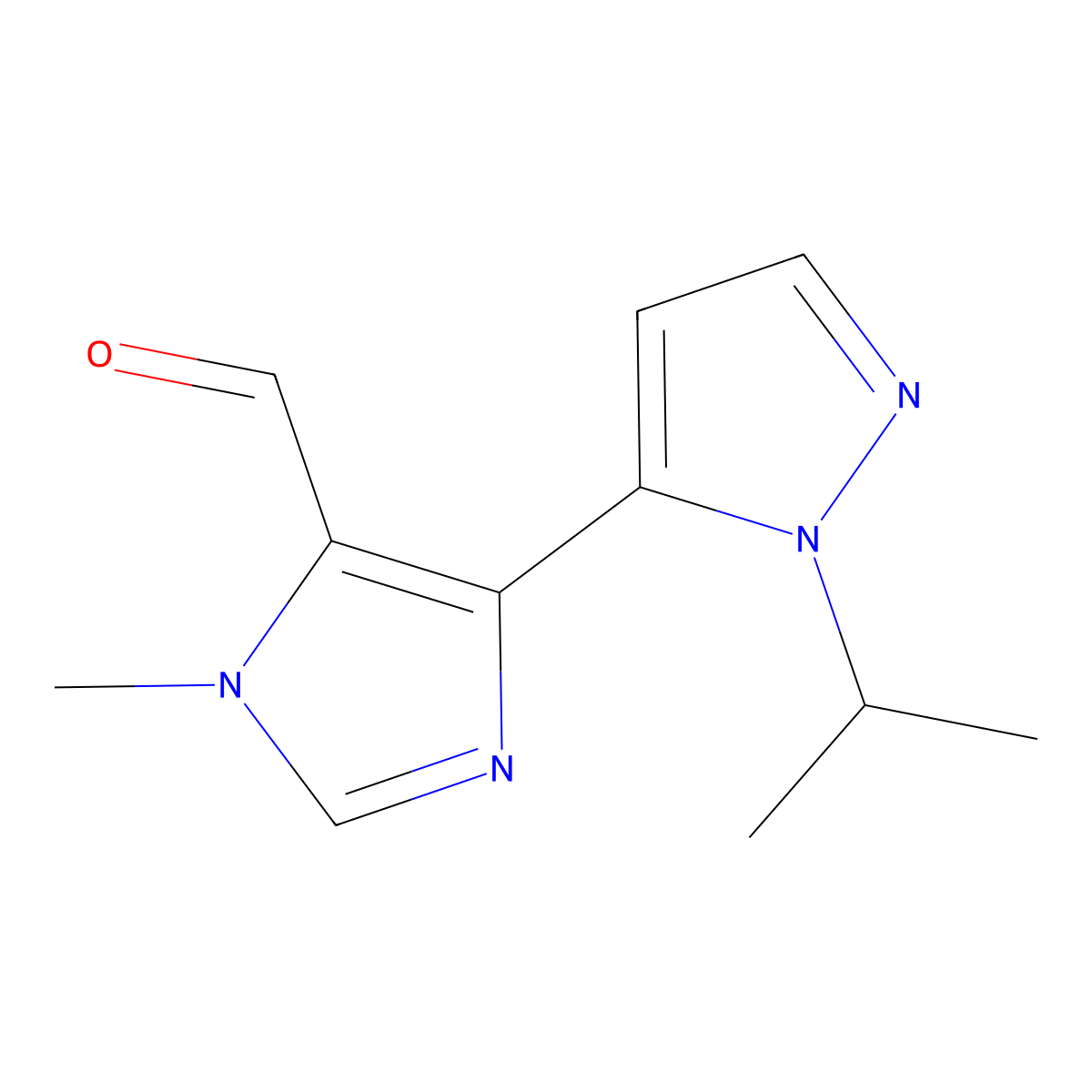 4-(1-isopropyl-1H-pyrazol-5-yl)-1-methyl-1H-imidazole-5-carbaldehyde molecular structure, CAS 2170189-27-0
