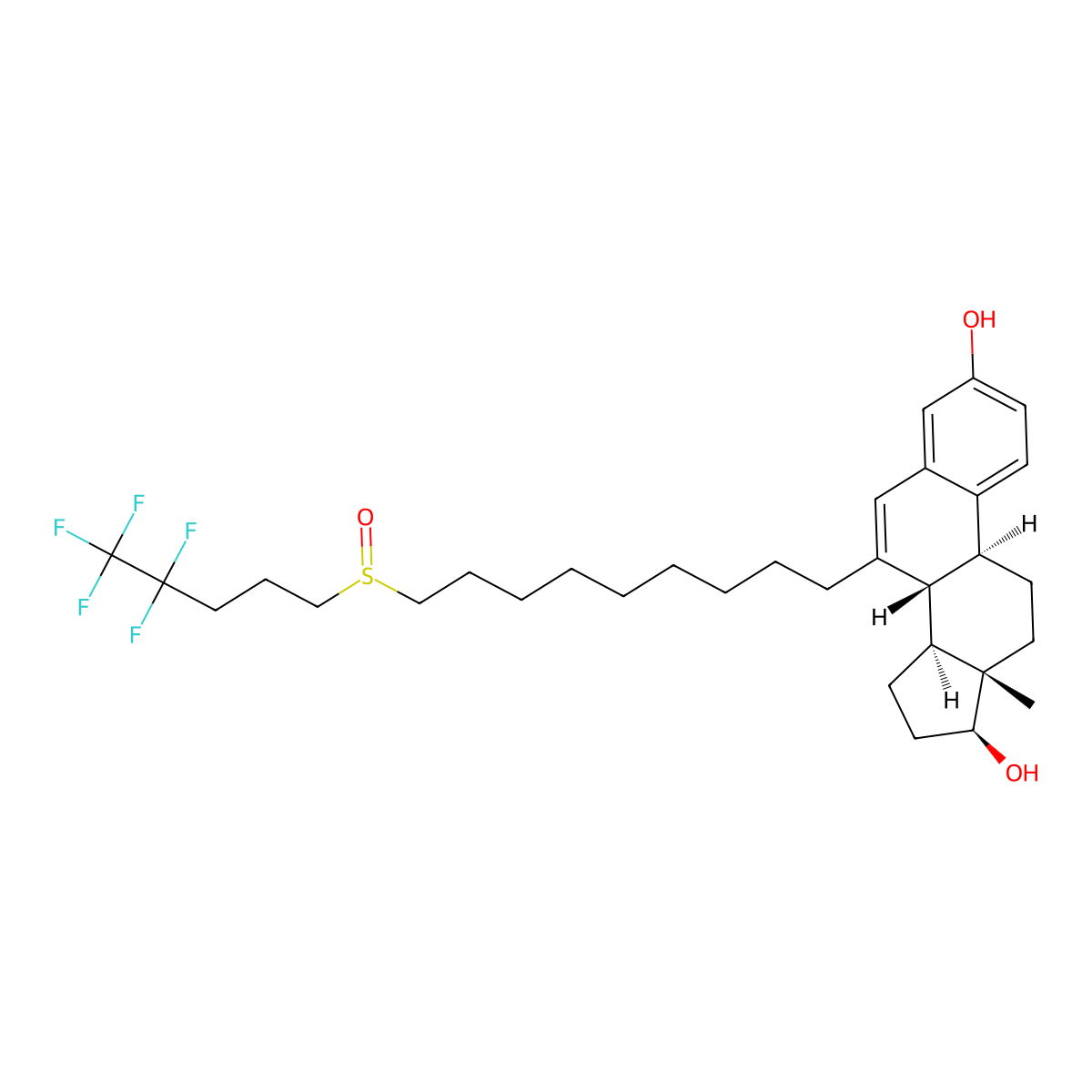 (8R,9S,13S,14S,17S)-13-methyl-7-[9-(4,4,5,5,5-pentafluoropentylsulfinyl)nonyl]-8,9,11,12,14,15,16,17-octahydrocyclopenta[a]phenanthrene-3,17-diol molecular structure, CAS 2170200-14-1