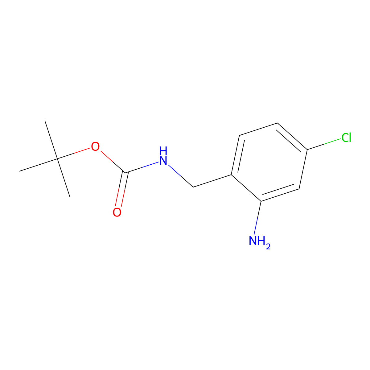 tert-butyl N-[(2-amino-4-chlorophenyl)methyl]carbamate molecular structure, CAS 2170207-50-6