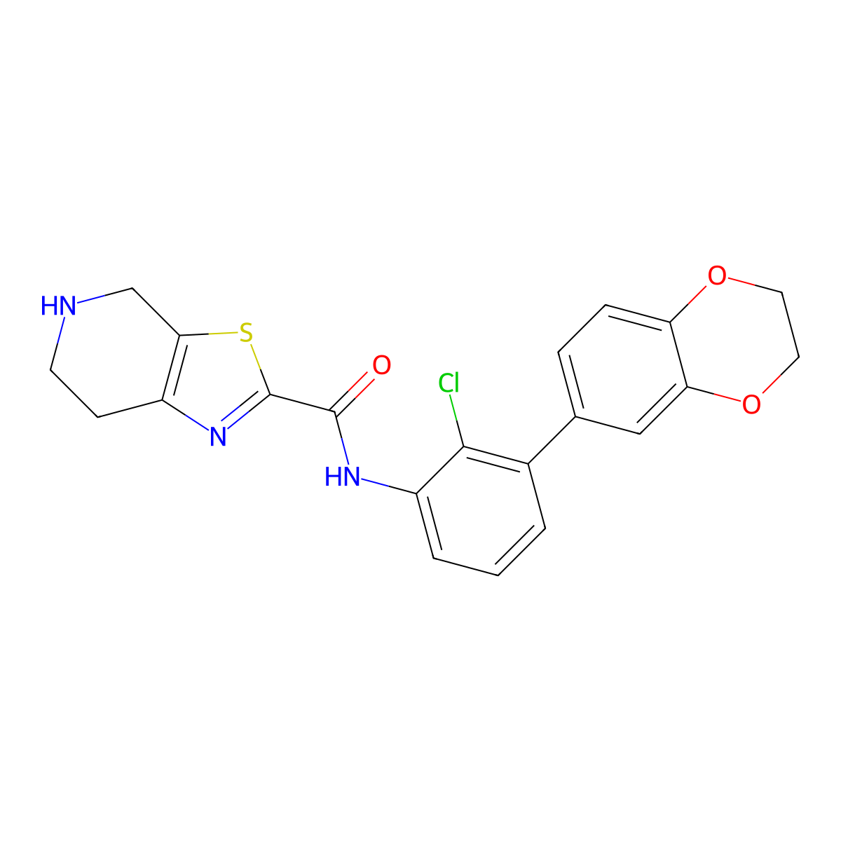 N-[2-Chloro-3-(2,3-dihydrobenzo[b][1,4]dioxin-6-yl)phenyl]-4,5,6,7-tetrahydrothiazolo[5,4-c]pyridine-2-carboxamide molecular structure, CAS 2170210-17-8