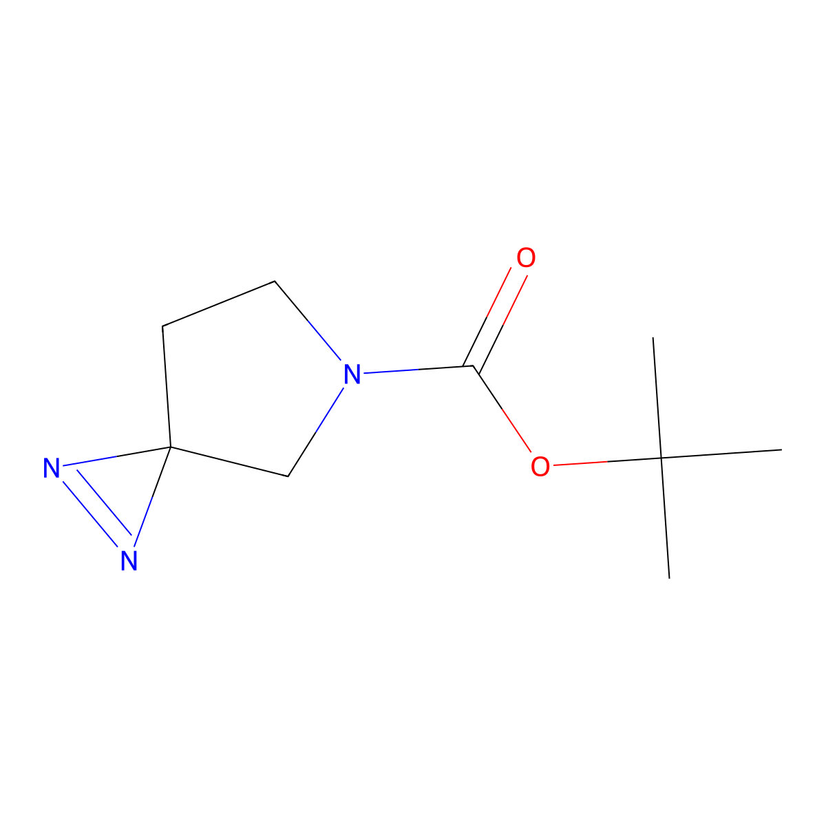 Tert-butyl 1,2,5-triazaspiro[2.4]hept-1-ene-5-carboxylate molecular structure, CAS 2170217-09-9