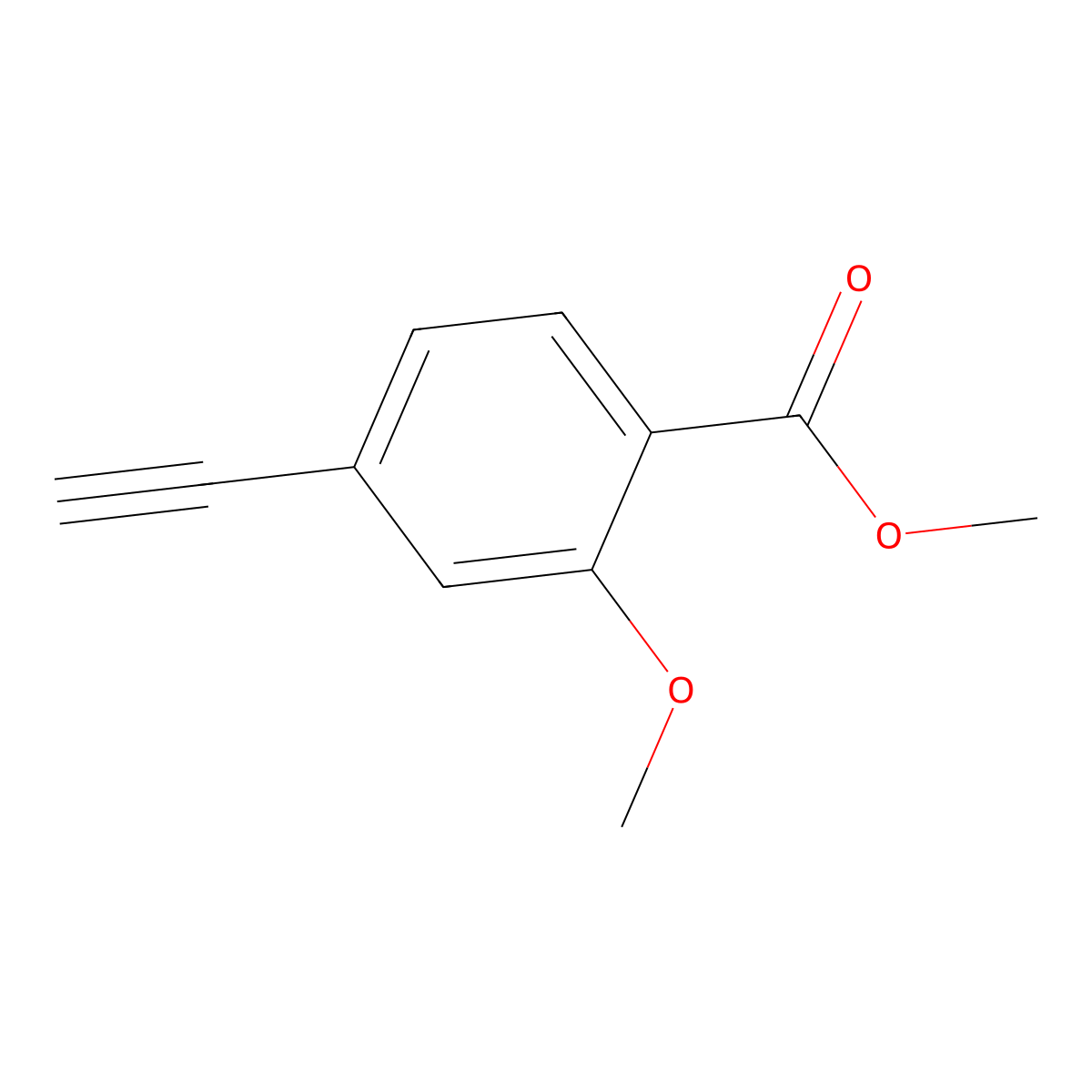 Methyl 4-ethynyl-2-methoxybenzoate molecular structure, CAS 2170259-96-6