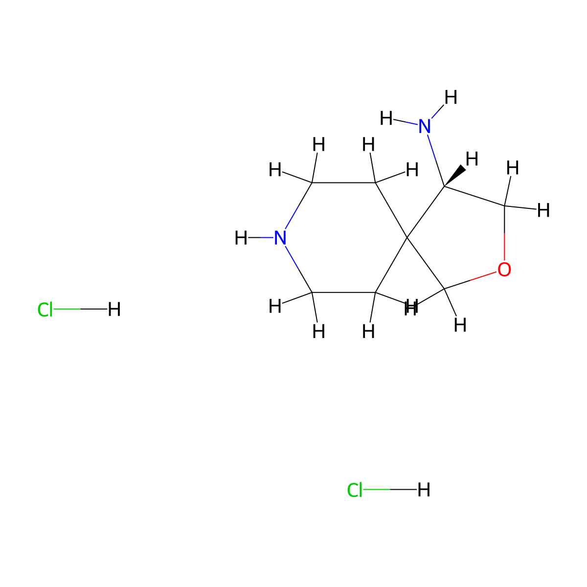 (4S)-2-oxa-8-azaspiro[4.5]decan-4-amine dihydrochloride molecular structure, CAS 2170266-07-4