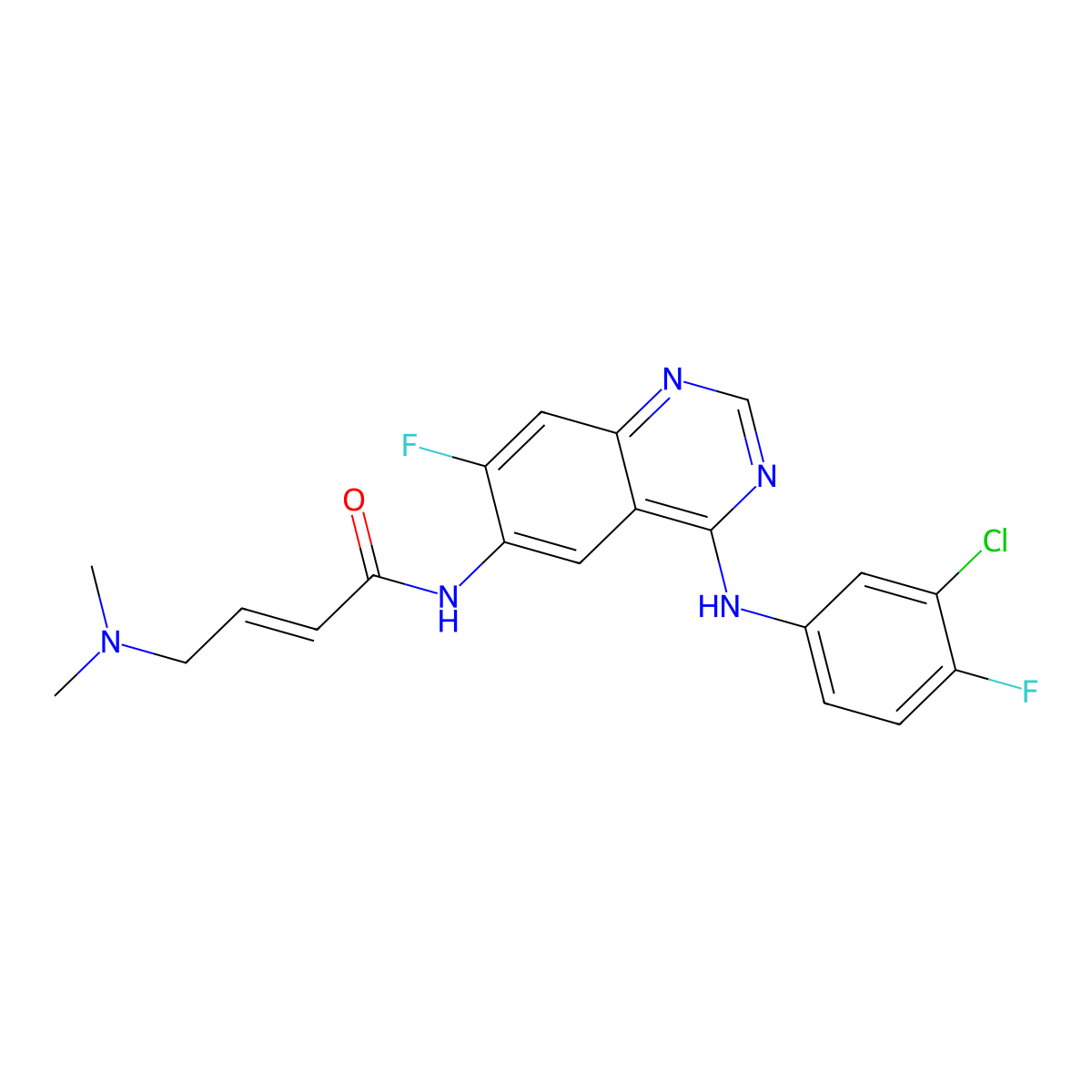 (E)-N-(4-((3-Chloro-4-fluorophenyl)amino)-7-fluoroquinazolin-6-yl)-4-(dimethylamino)but-2-enamide (Afatinib Impurity) molecular structure, CAS 2170273-17-1