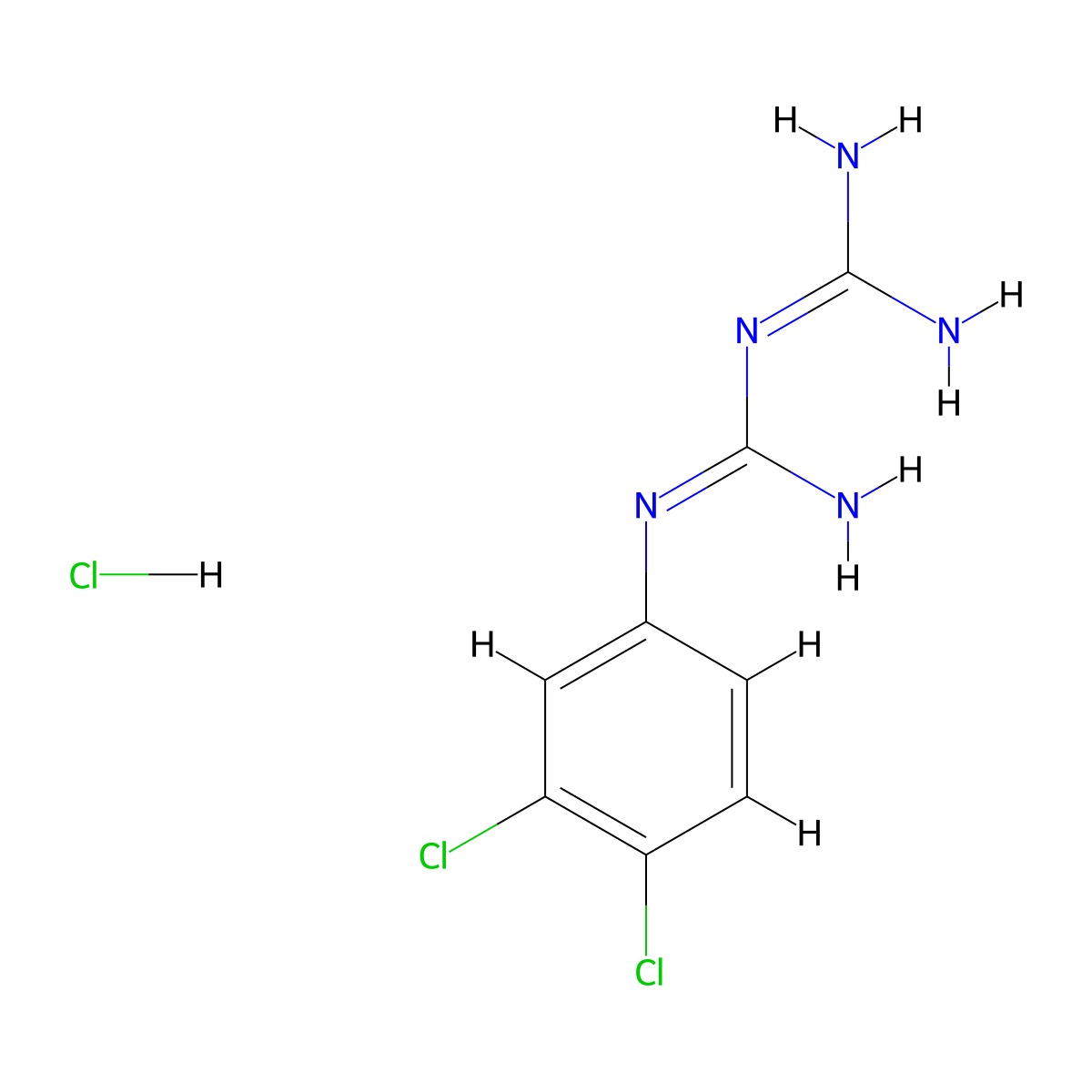 1-(3,4-Dichlorophenyl)biguanide hydrochloride molecular structure, CAS 21703-08-2