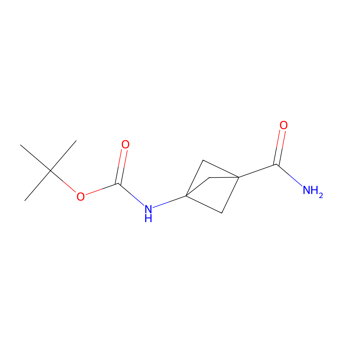 tert-butyl N-(3-carbamoyl-1-bicyclo[1.1.1]pentanyl)carbamate molecular structure, CAS 2170371-88-5