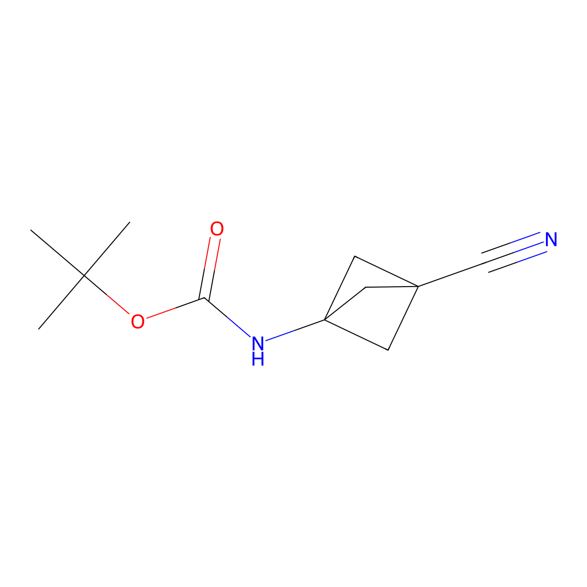 Tert-butyl (3-cyanobicyclo[1.1.1]pentan-1-yl)carbamate molecular structure, CAS 2170371-89-6