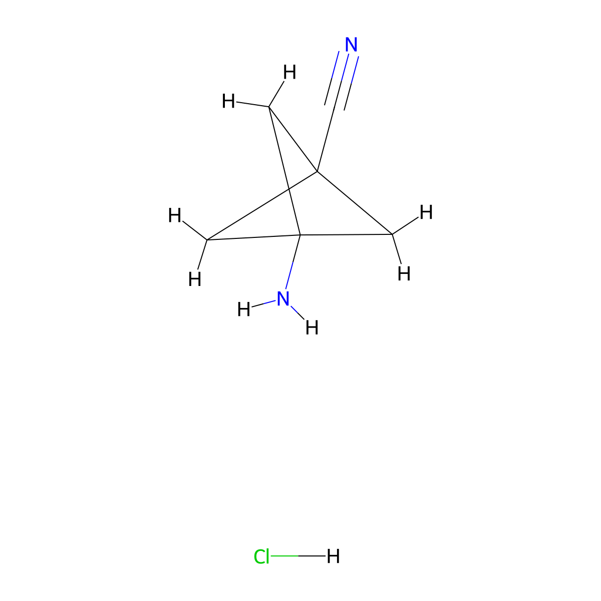 3-Aminobicyclo(1.1.1)pentane-1-carbonitrile hydrochloride molecular structure, CAS 2170371-90-9