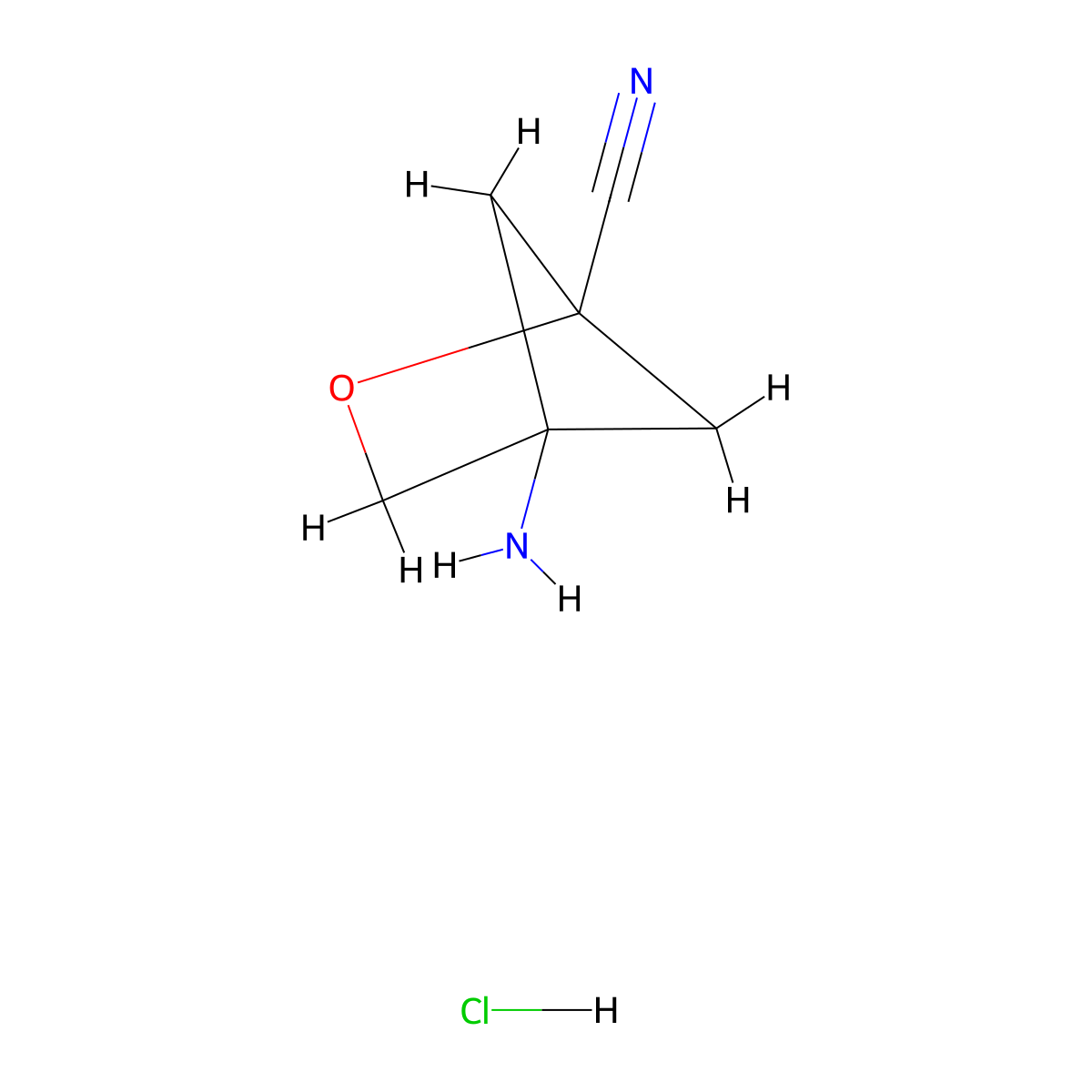 4-Amino-2-oxabicyclo[2.1.1]hexane-1-carbonitrile hydrochloride molecular structure, CAS 2170372-36-6